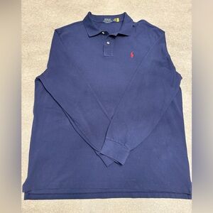 Polo Ralph Lauren Men's Navy Blue Longsleeve Polo Shirt - Size XL
